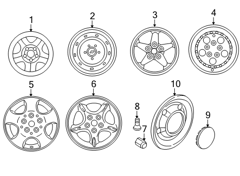 2001 Jeep Wrangler Wheels, Covers & Trim Aluminum Wheel Diagram for 5FG56PAKAB