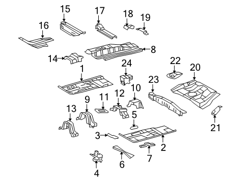 2008 Scion xB Pillars, Rocker & Floor - Floor & Rails Rear Crossmember Reinforcement Diagram for 57054-12030