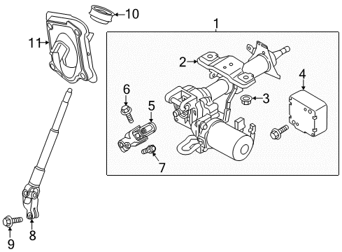 2018 Nissan NV200 Steering Column & Wheel, Steering Gear & Linkage Cover Assy-Hole Diagram for 48950-3LM0A