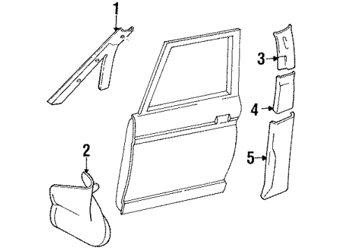 1992 Toyota Previa Interior Trim - Pillars, Rocker & Floor Board, Center Pillar Garnish, RH Diagram for 62415-95D01-B0