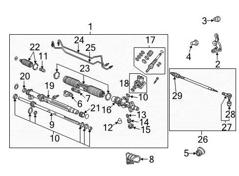 2004 Honda Civic Steering Gear & Linkage Pipe A, Cylinder Diagram for 53670-S5D-A01