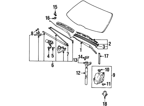 1995 Honda Prelude Wiper & Washer Components Rod Unit B Diagram for 76550-SS0-003