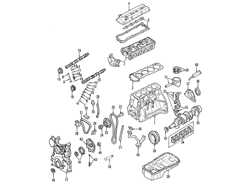 1996 Nissan 240SX Engine Parts, Mounts, Cylinder Head & Valves, Camshaft & Timing, Oil Pan, Oil Pump, Crankshaft & Bearings, Pistons, Rings & Bearings BUSHING Set-CRANKSHAFT Diagram for 12208-40F00
