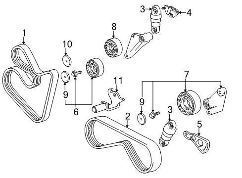 1997 BMW 540i Belts & Pulleys Adjusting Pulley Diagram for 11281742013