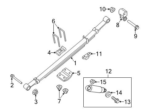 2013 Nissan NV1500 Rear Suspension Components, Stabilizer Bar Bound Rear Suspension Bumper Assembly Diagram for 55240-1PA0C