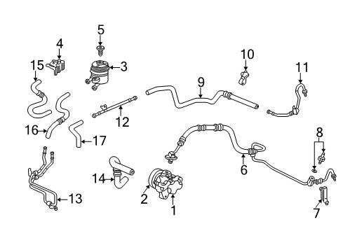 2006 Acura RSX P/S Pump & Hoses, Steering Gear & Linkage Pump Sub-Assembly, Power Steering Diagram for 56110-PND-J02