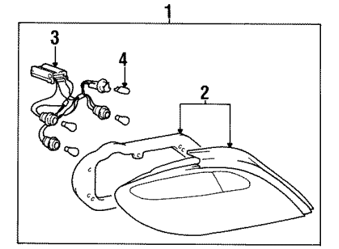 1997 Hyundai Elantra Bulbs Rear Combination Holder & Wiring Diagram for 92405-29050