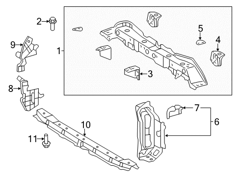 2014 Toyota Yaris Radiator Support Air Guide Diagram for 53287-52140