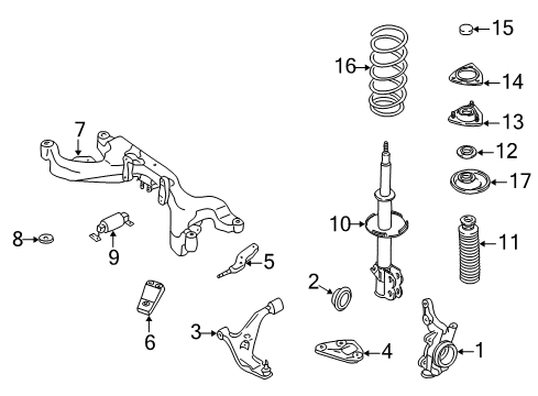 1999 Nissan Altima Front Suspension Components, Lower Control Arm, Stabilizer Bar Spring-Front Diagram for 54010-2B012