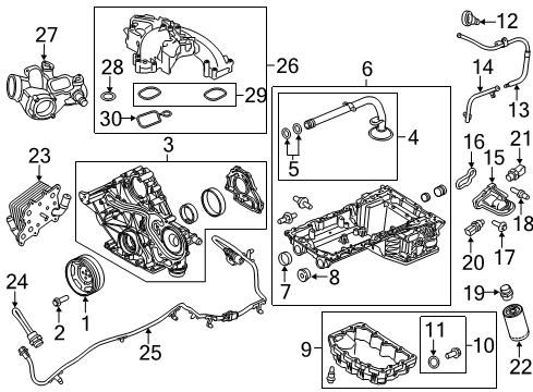 2018 Ford F-350 Super Duty Engine Parts, Mounts, Cylinder Head & Valves, Camshaft & Timing, Variable Valve Timing, Oil Cooler, Oil Pan, Oil Pump, Crankshaft & Bearings, Pistons, Rings & Bearings Adapter Bushing Diagram for BC3Z-6890-A
