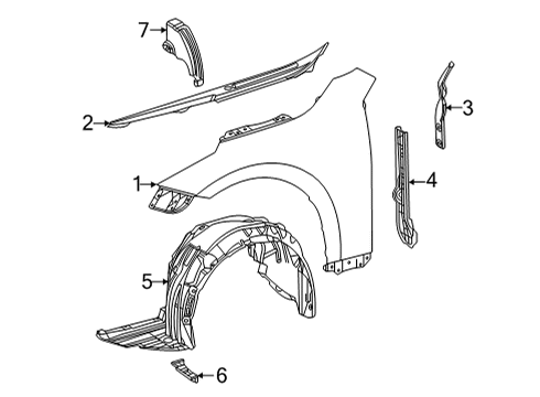 2022 Toyota Mirai Fender & Components Fender Liner Diagram for 53806-62020