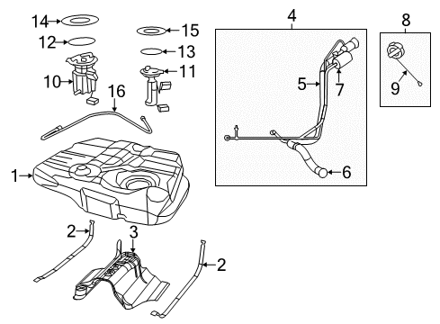 2020 Dodge Journey Fuel System Components Strap-Fuel Tank Diagram for 4766508AD
