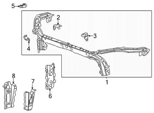 2021 Chevrolet Trailblazer Radiator Support Upper Tie Bar Bracket Diagram for 42553304