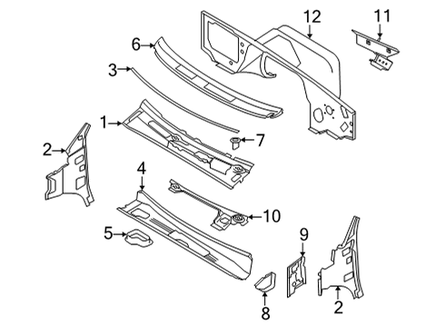 2017 Ford E-350 Super Duty Cab Cowl Dash Panel Diagram for 9C2Z-1501610-A