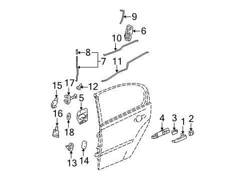 2004 Chevrolet Malibu Rear Door - Lock & Hardware Rod-Rear Side Door Locking Rod Bellcrank LH Diagram for 15781499