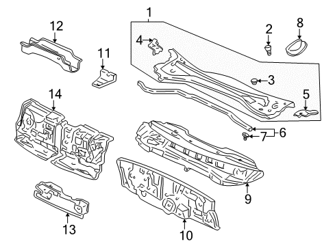 2004 Honda Odyssey Cowl Insulator, R. Dashboard Diagram for 74260-S0X-A01