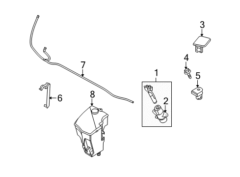2007 BMW X3 Washer Components Holder Diagram for 61673416163