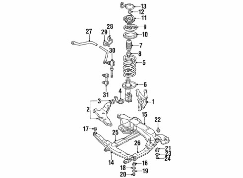 1993 Dodge Stealth Front Suspension Components, Lower Control Arm, Stabilizer Bar Arm Assembly-Assembly, Front Suspension, Lower LH Diagram for MB959619