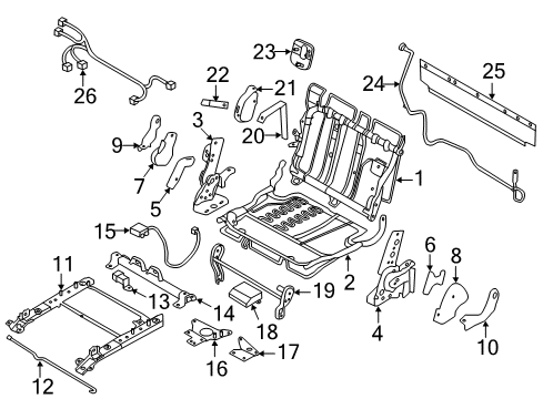 2011 Nissan Quest Third Row Seats Strap Assembly Diagram for 89621-1JA0C