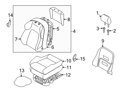 2008 Hyundai Tiburon Front Seat Components Cover-Front Seat Cushion Insert Diagram for 88191-2C550