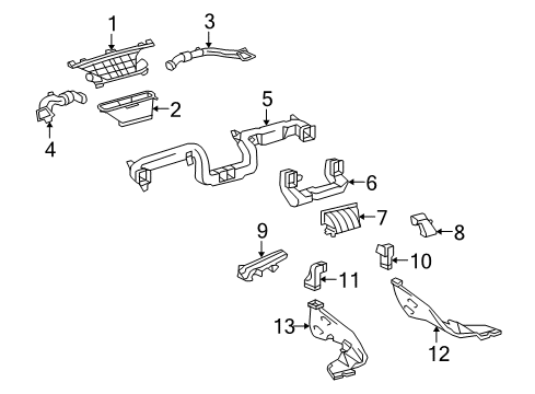 2009 Toyota Sequoia Ducts Heater Duct Diagram for 55844-0C030