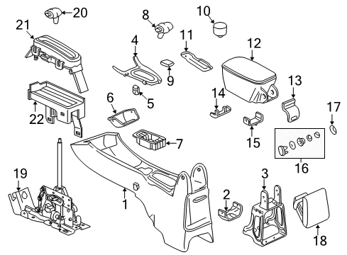 2000 Chevrolet Malibu Console Liner-Front Floor Console Cup Holder *Ebony Diagram for 22614446