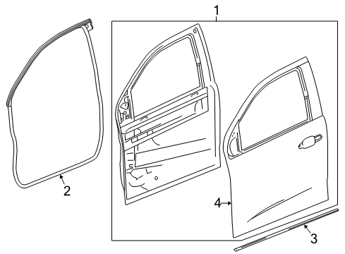 2020 GMC Canyon Front Door Door Shell Diagram for 23360173