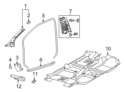 2008 Toyota Yaris Interior Trim - Pillars, Rocker & Floor Surround Weatherstrip Diagram for 62312-52120-B1