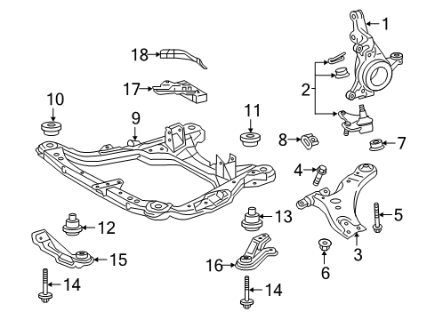 2018 Lexus RX450h Front Suspension Components, Lower Control Arm, Ride Control, Stabilizer Bar Frame Assembly, FR Diagram for 51100-0E090