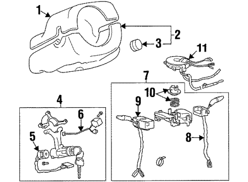 1998 Hyundai Elantra Shroud, Switches & Levers Lock Assembly-Steering & Ignition Diagram for 81900-29B01
