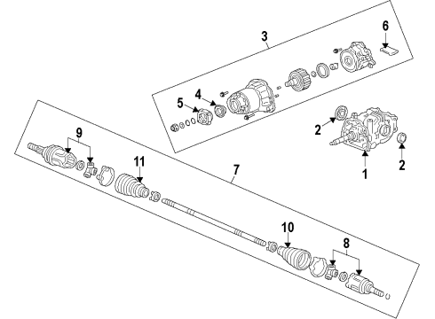 2013 Honda Crosstour Rear Axle, Axle Shafts & Joints, Differential, Drive Axles, Propeller Shaft Boot Set, Inboard Diagram for 42017-SXS-A11