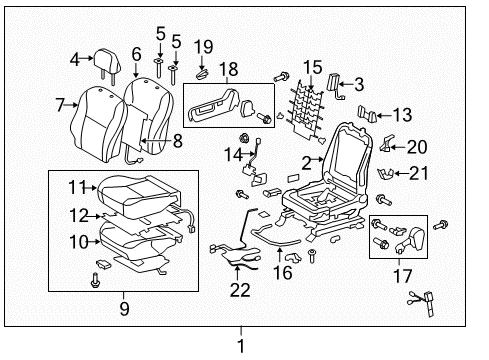 2011 Toyota Corolla Passenger Seat Components Cushion Assembly Diagram for 71002-02Y11-E0