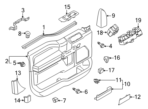 2018 Ford F-250 Super Duty Front Door Armrest Cover Diagram for HC3Z-1822642-AA