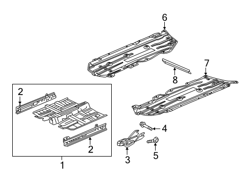 2020 Honda Insight Pillars, Rocker & Floor - Floor & Rails Stay Assy R, FR Su Diagram for 74300-TBA-A00