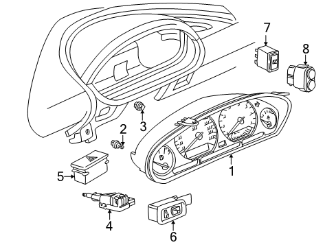 1998 BMW Z3 Switches Instrument Cluster Diagram for 62118401769