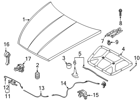 2020 Hyundai Sonata Hood & Components Pad-Hood Insulating Diagram for 81125-L0000