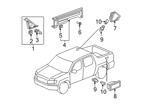 2010 Honda Ridgeline Bulbs Light Unit, R. Cargo Diagram for 34801-SJC-A11