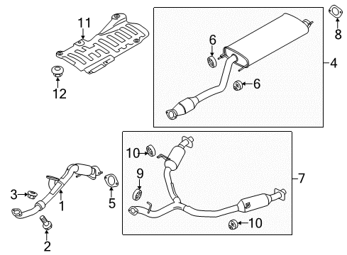 2015 Hyundai Santa Fe Exhaust Components Front Muffler Assembly Diagram for 286102W100