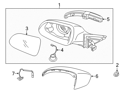 2017 Kia Cadenza Parking Aid Outside Rear View Mirror Assembly, Right Diagram for 87620F6131
