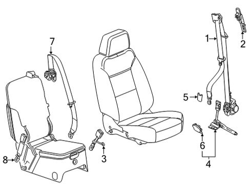  BUCKLE KIT-F/SEAT CTR BELT *BLACK Diagram for 84779460