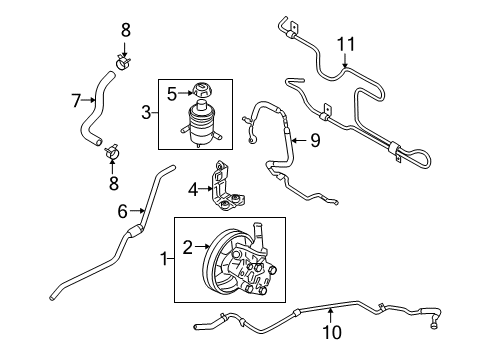 2011 Hyundai Santa Fe P/S Pump & Hoses, Steering Gear & Linkage Tube & Hose Assembly-Return Diagram for 57560-2B000