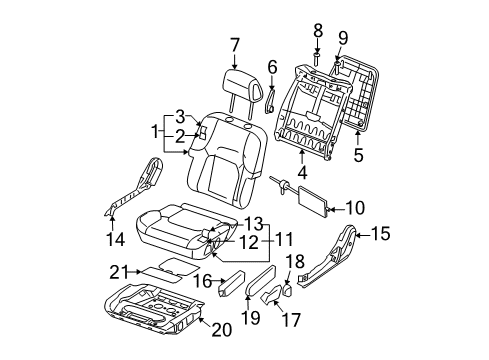 2007 Nissan Pathfinder Front Seat Components Cushion Assy-Front Seat Diagram for 87350-EA24A