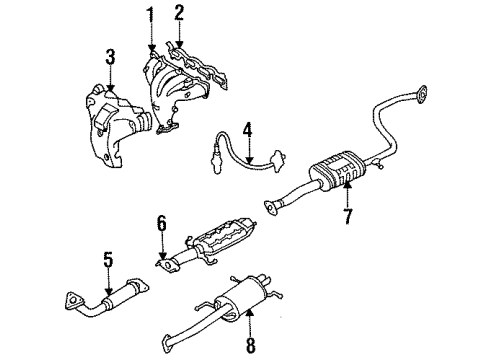 1995 Kia Sephia Exhaust Manifold SILENCER Assembly-Pressure Diagram for 0K20140300D