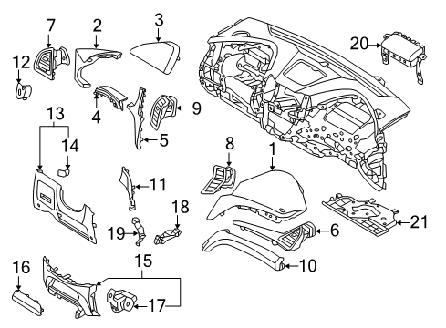 2015 Hyundai Santa Fe Sport Cluster & Switches, Instrument Panel Panel-Crash Pad Driver Side, LH Diagram for 84720-4Z000-RYN
