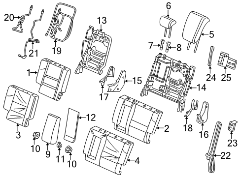 2017 Honda Odyssey Third Row Seats Guide, Headrest *NH767L* (TRUFFLE) Diagram for 82143-SDA-A01YC