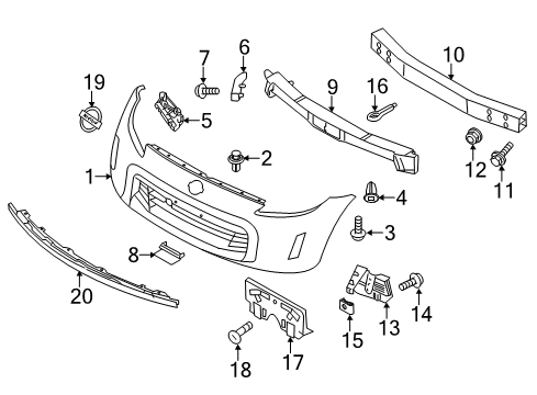 2016 Nissan 370Z Front Bumper Front Bumper FASCIA Diagram for FBM22-3GY0H