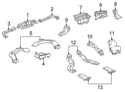 2016 Toyota Avalon Ducts Defroster Duct Diagram for 55972-07030