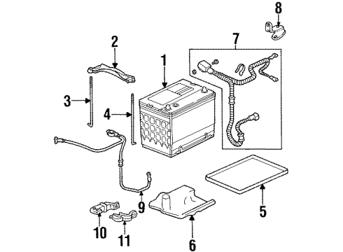 1997 Acura CL Battery Box Assembly, Battery Diagram for 31521-SD4-010