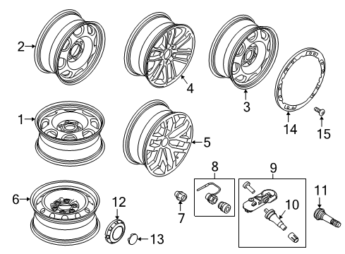 2018 Ford F-150 Wheels Center Cap Diagram for HL3Z-1130-A