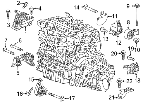 2011 Saab 9-5 Engine & Trans Mounting Rear Mount Bracket Diagram for 13228288